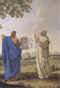 LE SUEUR, Eustache St Bruno Examining a Drawing of the Baths of Diocletian Location of the Future Charterhouse of Rome  (mk05) oil painting picture wholesale